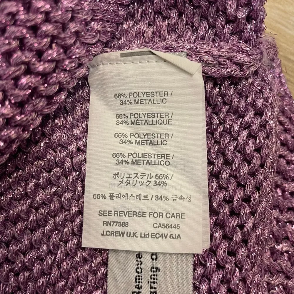 J.Crew Purple Metallic Side Slit Crewneck Sweater Womens Size S Shimmer